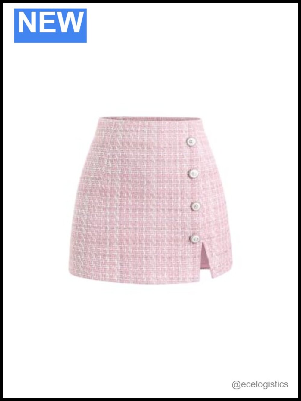Women's Plaid High Waist Skort Button Tweed Short Skirt